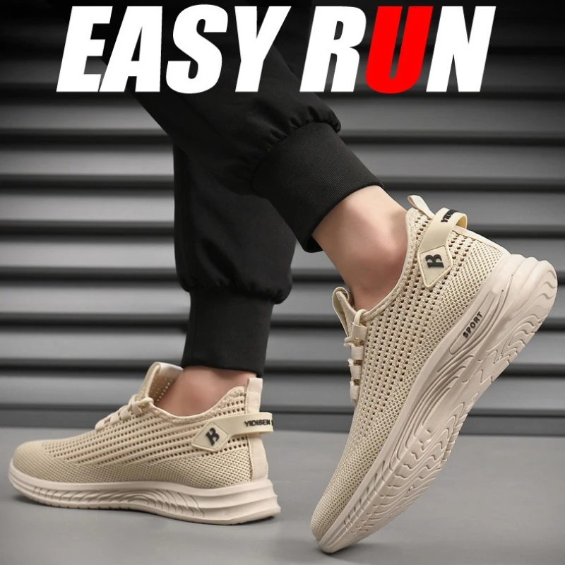 Shock Absorbing Gym Trainers - Heren Mesh Gebreide Hardloopsneakers Lichtgewicht Ademend