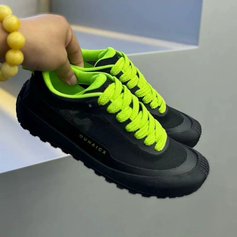 Solid Tone Anti Slip Heren Lag - Knit Fabric Lace Up Sneakers recensie en prijs